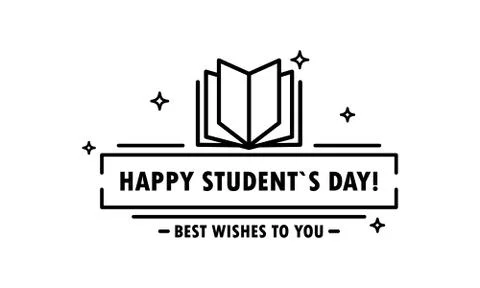 Happy student s day icon in black. Education. University life. Vector on isol Stock Illustration