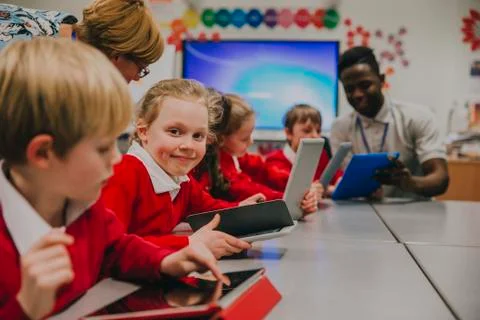 Happy Student In Technology Lesson Foto stock