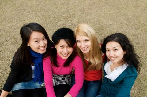 Happy students from above Stock Photos