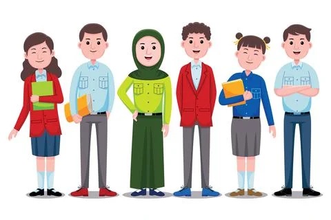 Happy Students Character Stock Illustration