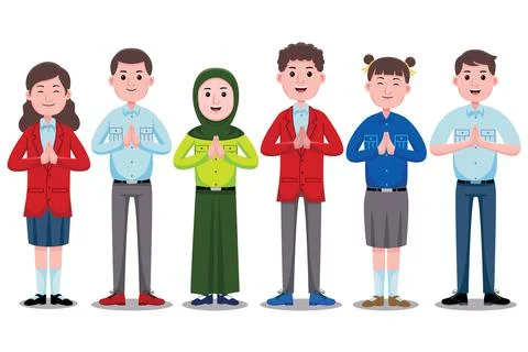 Happy Students Character Stock Illustration