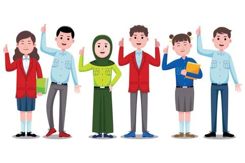 Happy Students Character Stock Illustration