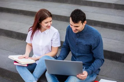 Happy students learning 写真素材