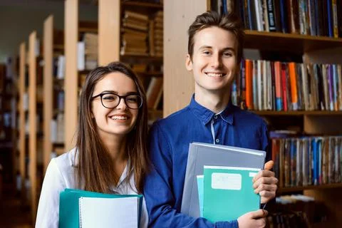 Happy students like to study Stock Photos