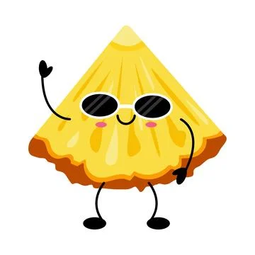 Happy, stylized pineapple slice character with arms and legs waves Stock-Illustration