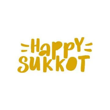 Happy Sukkot. Hand drawn vector card isolated on white background Stock Illustration