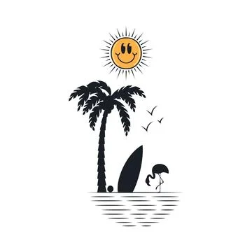 Happy summer on the beach Stock-Illustration