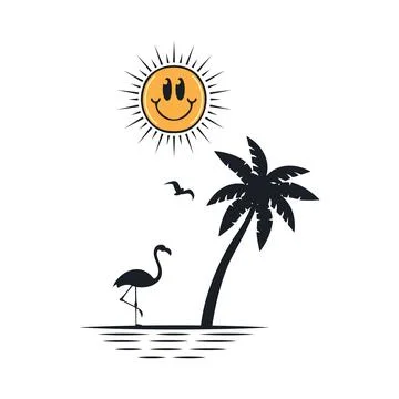 Happy summer on the beach Stock-Illustration