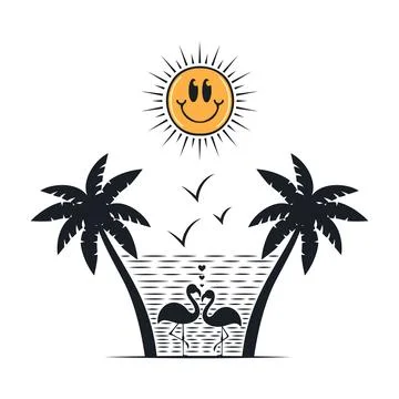Happy summer on the beach Stock-Illustration