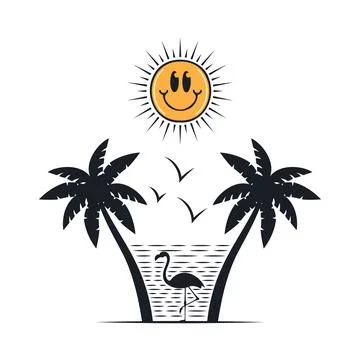 Happy summer on the beach Stock-Illustration