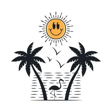 Happy summer on the beach Stock-Illustration