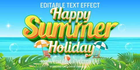 Happy summer holiday vector 3d text effect with modern style design Stock Illustration