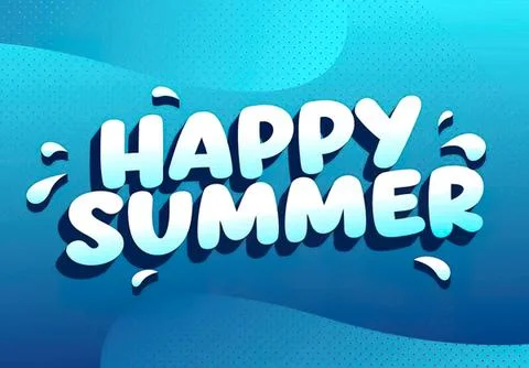 Happy summer message with bold blue text and fun design Stock Illustration