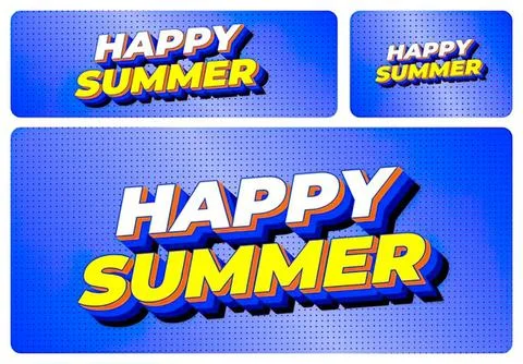 Happy summer text design with bright colors and 3d effect Stockillustratie