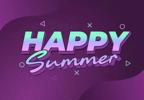 Happy summer text with gradient colors and bright background Stock Illustration