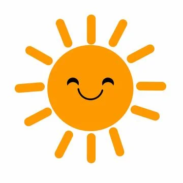 Happy Sun Character Vector Illustration with a Smiling Face and Bright Orange Ra Stock Illustration