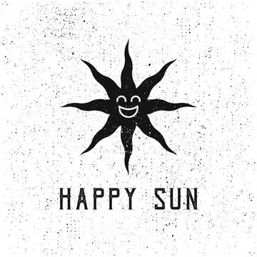 Happy Sun Concept, Monogram Style Perfect for Brand Logo Stock Illustration