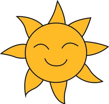 Happy sun with curved triangle rays Illustrazione stock