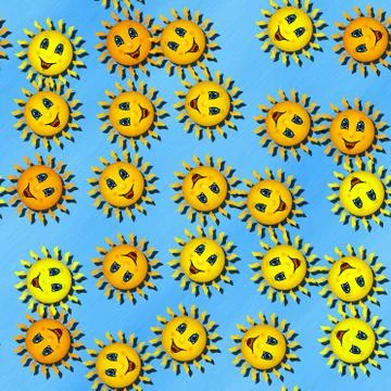 Happy sun generated seamless texture Stock Illustration