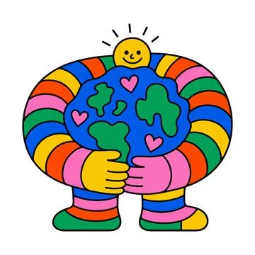 Happy Sun Hugging the Earth Stock Illustration