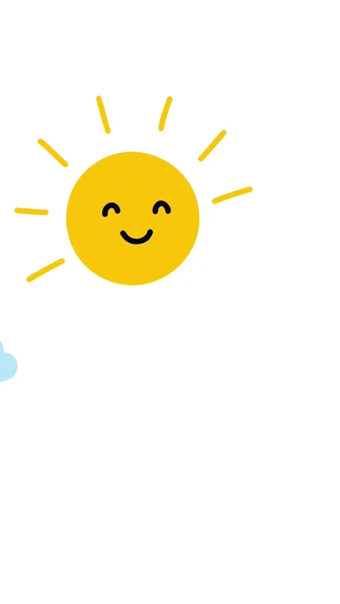 Happy sun peeking over clouds Stock Footage 334569860