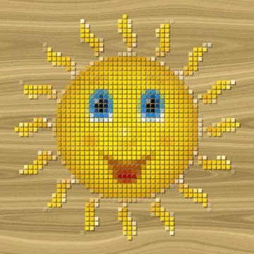 Happy sun pixelated image generated texture Stock Illustration