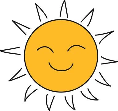 Happy sun with sharp hand drawn rays Illustrazione stock