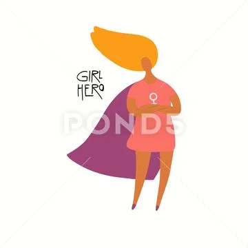 Happy superhero woman card Stock Illustration