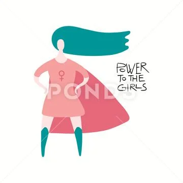 Happy superhero woman card Stock Illustration