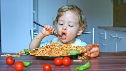 kid eating spaghetti meme