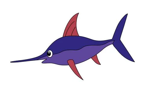 Happy swordfish on a white background Stock Illustration