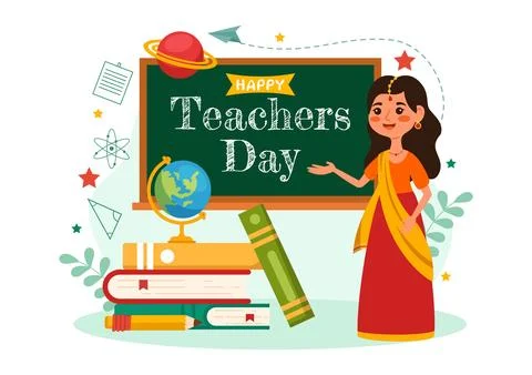 Happy Teacher day in India Vector Illustration with the Teachers Wear Tradi.. Ilustración de archivo