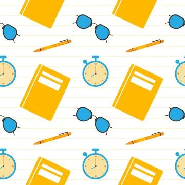 Happy Teacher Seamless Pattern Design Educational Style Elements in Templat.. Stock Illustration