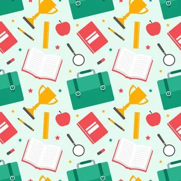 Happy Teacher Seamless Pattern Design Educational Style Elements in Templat.. イラスト素材