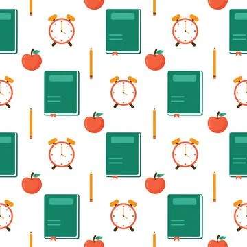 Happy Teacher Seamless Pattern Design Educational Style Elements in Templat.. Stock Illustration