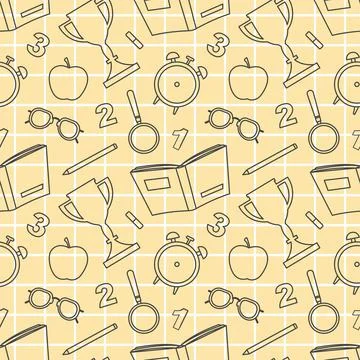 Happy Teacher Seamless Pattern Design Educational Style Elements in Templat.. 스톡 일러스트