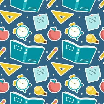 Happy Teacher Seamless Pattern Design Educational Style Elements in Templat.. イラスト素材