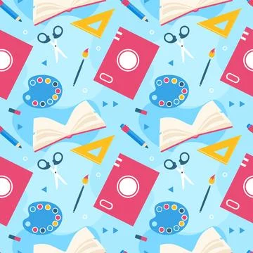 Happy Teacher Seamless Pattern Design Educational Style Elements in Templat.. Illustrazione stock