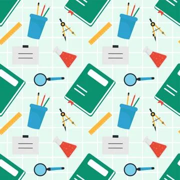Happy Teacher Seamless Pattern Design Educational Style Elements in Templat.. Illustrazione stock