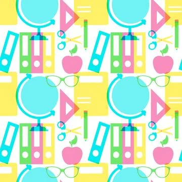 Happy Teacher Seamless Pattern Design Educational Style Elements in Templat.. 库存插图
