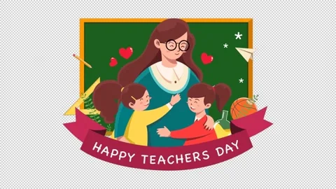 Happy Teacher's day Alpha Background Stock Footage 206038006
