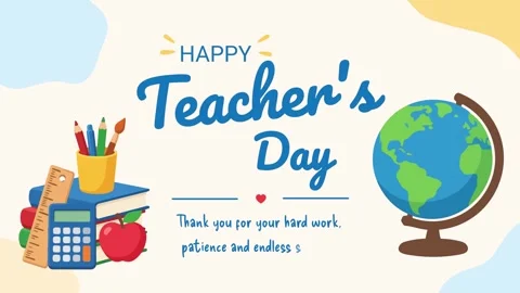 Happy Teachers day animated text celebration writing with school supplies 4.. Stock Footage 345856658