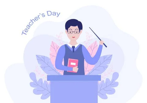 Happy Teacher's Day Background Vector Illustration with Educational Style, On Stockillustratie
