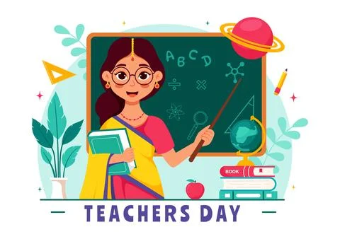 Happy Teachers Day in India Vector Illustration featuring Teacher Wearing T.. Stock Illustration