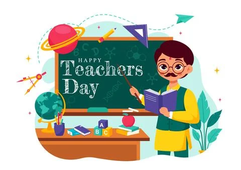 Happy Teachers Day in India Vector Illustration featuring Teacher Wearing T.. Stock Illustration