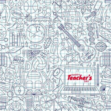 Happy Teachers Day seamless pattern. Greeting card Stock Illustration