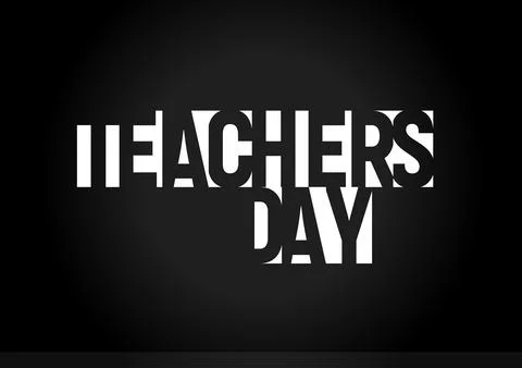 Happy Teachers Day vector text. Education holiday day banner. Geometric negative Stock Illustration