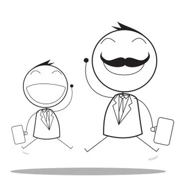 Happy teamwork with senior Stock Illustration