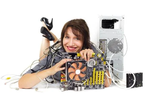Happy with technology Stock Photos
