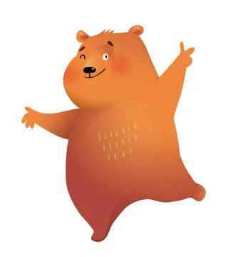 Happy Teddy Bear Dancing or Showing Clipart Stock Illustration